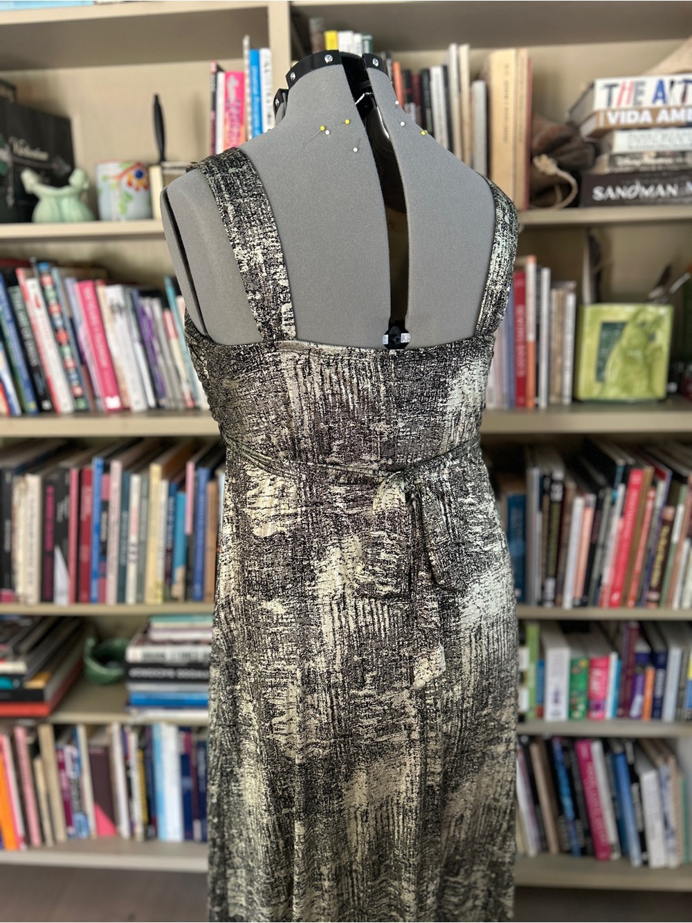 NWT Connected Apparel Black Gold Metallic Empire Waist Maxi Dress | Size 18 - Picture 4 of 6